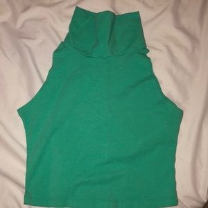 mint green turtle neck crop top